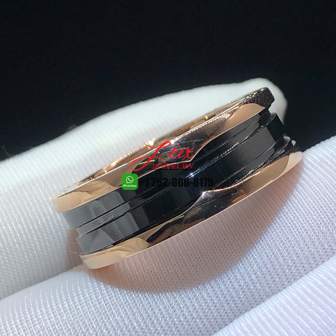 Bvlgari 18K Rose Gold Black Ceramic B.Zero1 Two-Band Ring