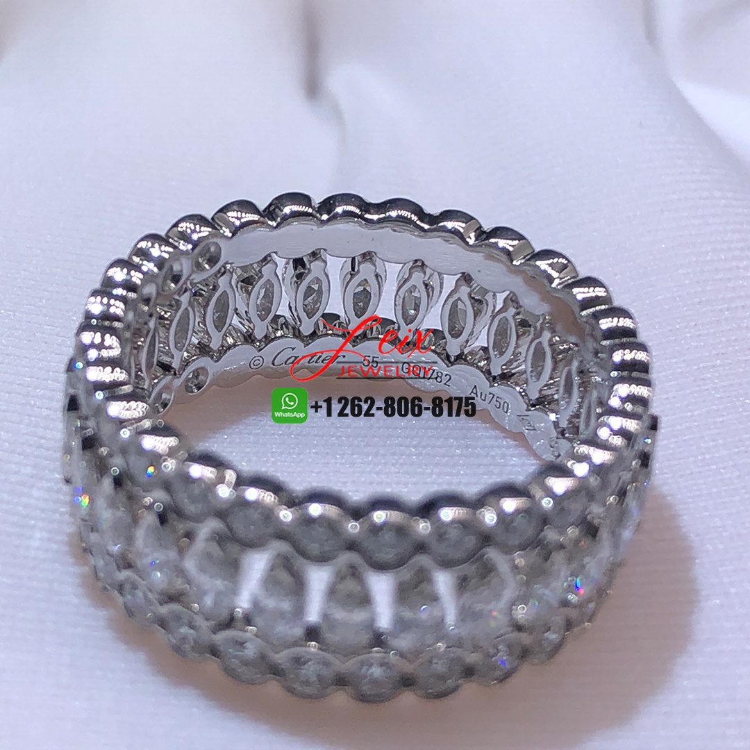 Cartier 18k White Gold Round & Marquise-cut Diamonds Broderie de Cartier Triple Row Ring (2)