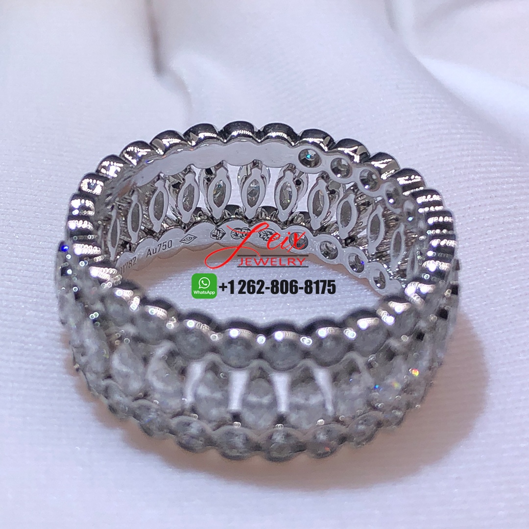 Cartier 18k White Gold Round & Marquise-cut Diamonds Broderie de Cartier Triple Row Ring (3)
