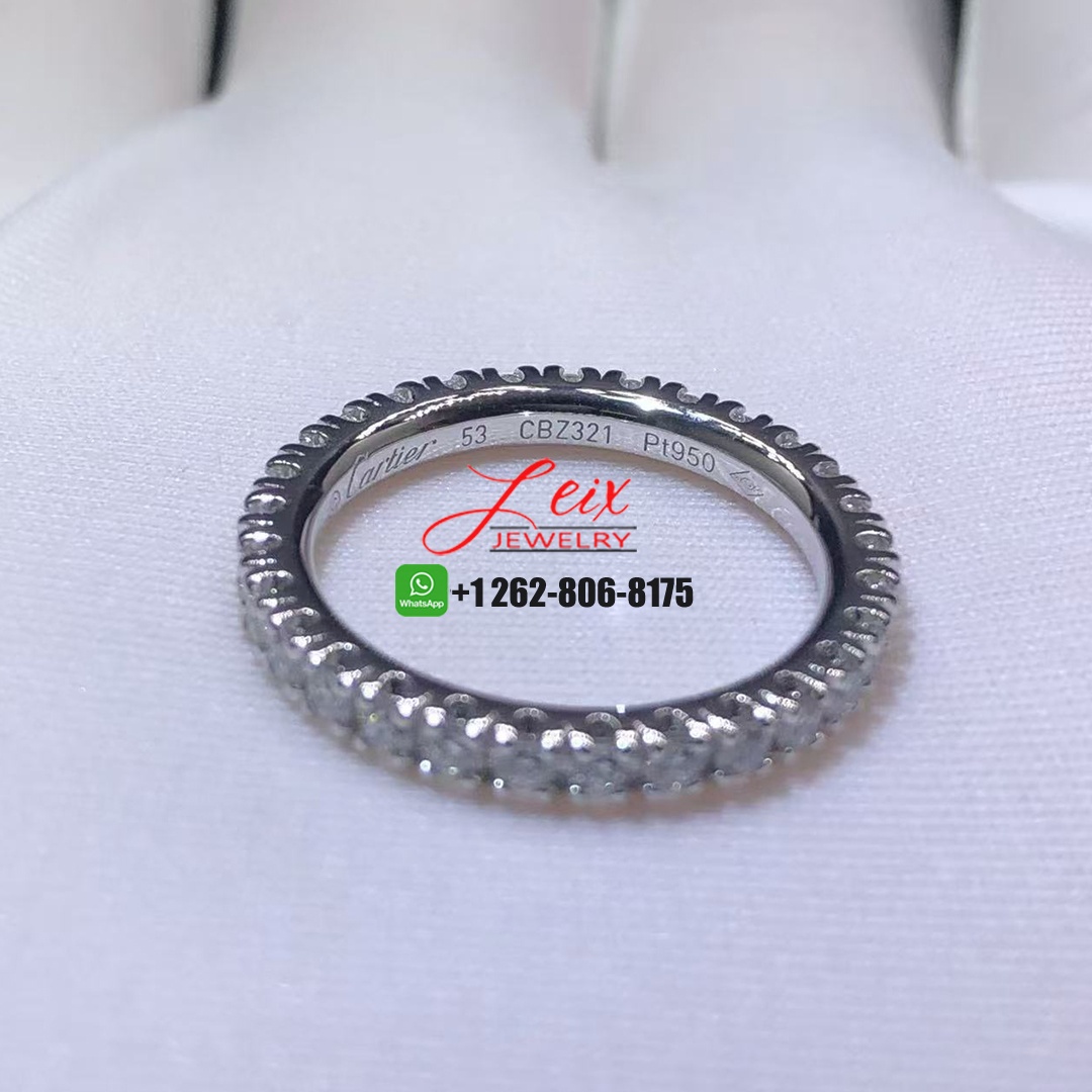 Cartier Platinum Pave Diamonds Etincelle de Cartier 2.6mm Wedding Band Ring (4)