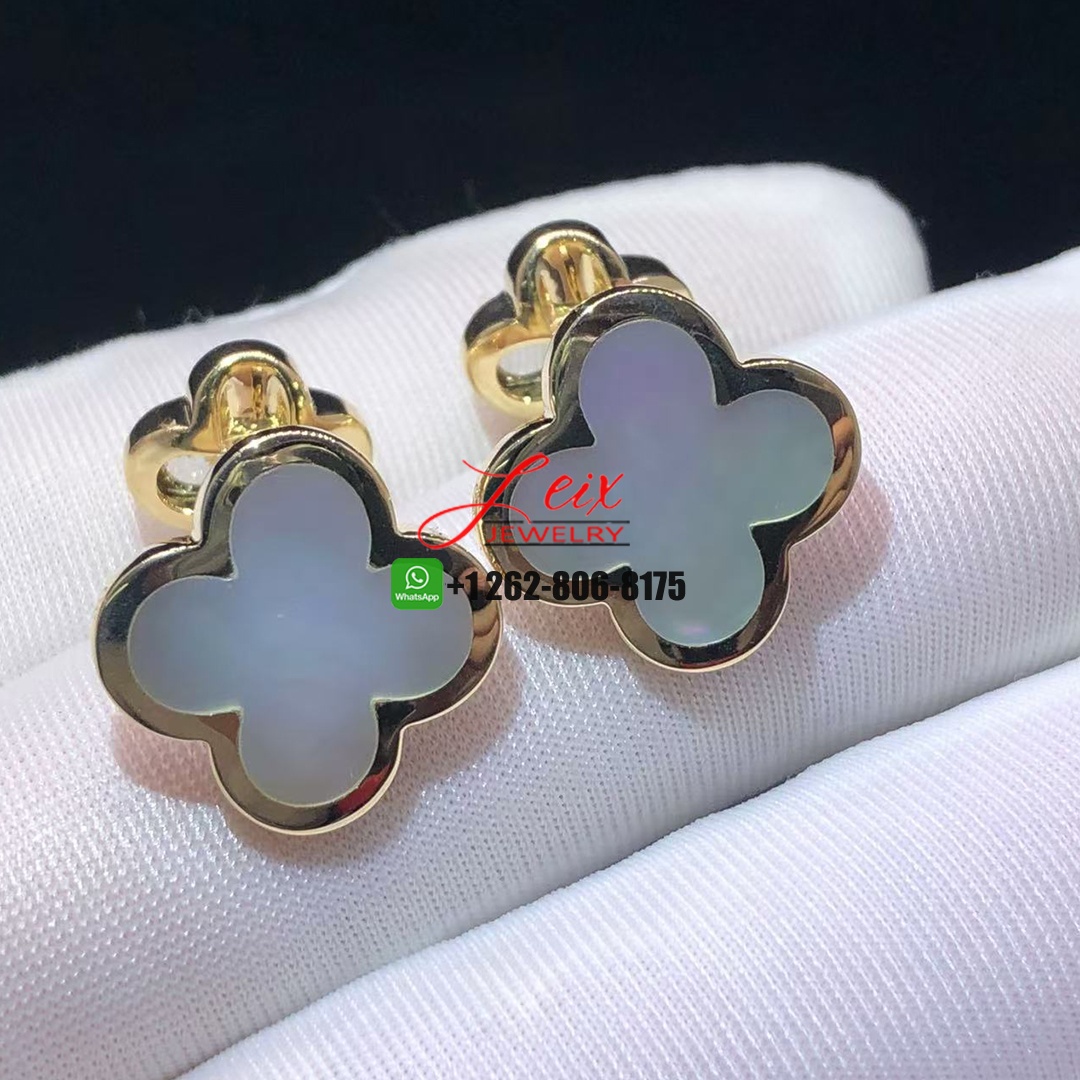 Van Cleef & Arpels 18k Yellow Gold Mother Of Pearl Pure Alhambra Cufflinks