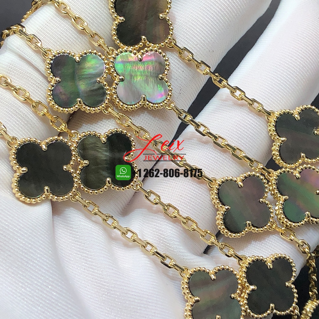 Van Cleef & Arpels Vintage Alhambra 20 Motifs Grey Mother of Pearl Long Necklace (1)