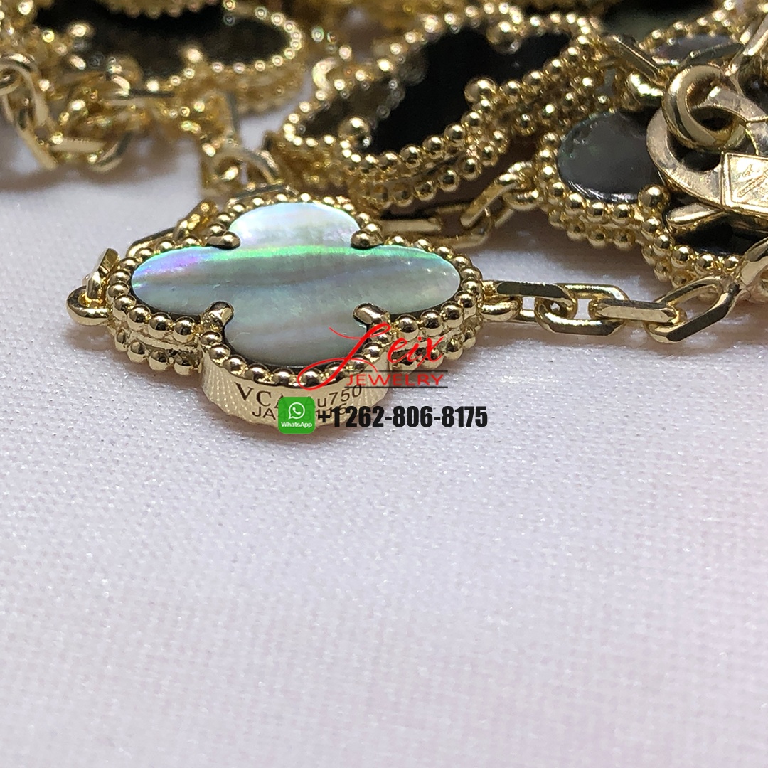 Van Cleef & Arpels Vintage Alhambra 20 Motifs Grey Mother of Pearl Long Necklace (2)
