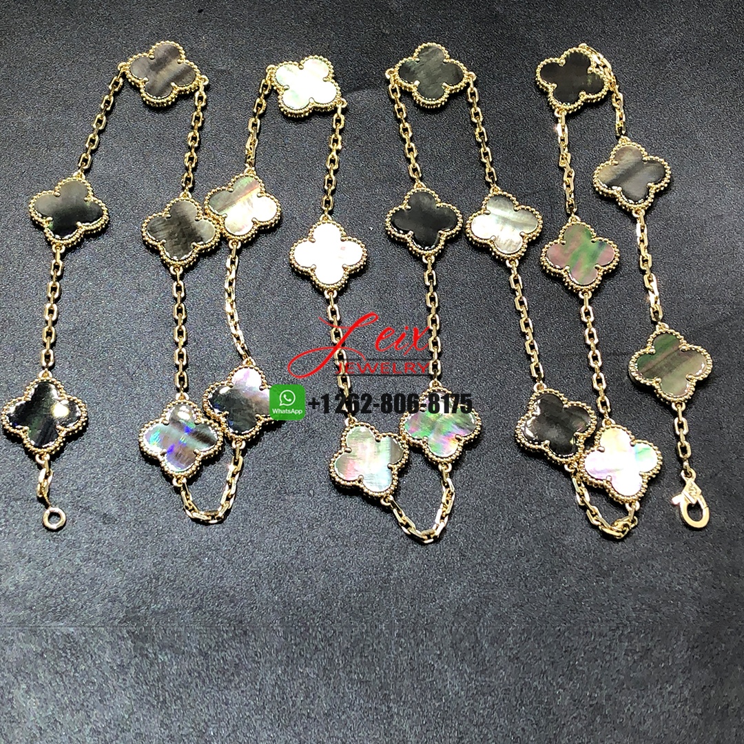 Van Cleef & Arpels Vintage Alhambra 20 Motifs Grey Mother of Pearl Long Necklace