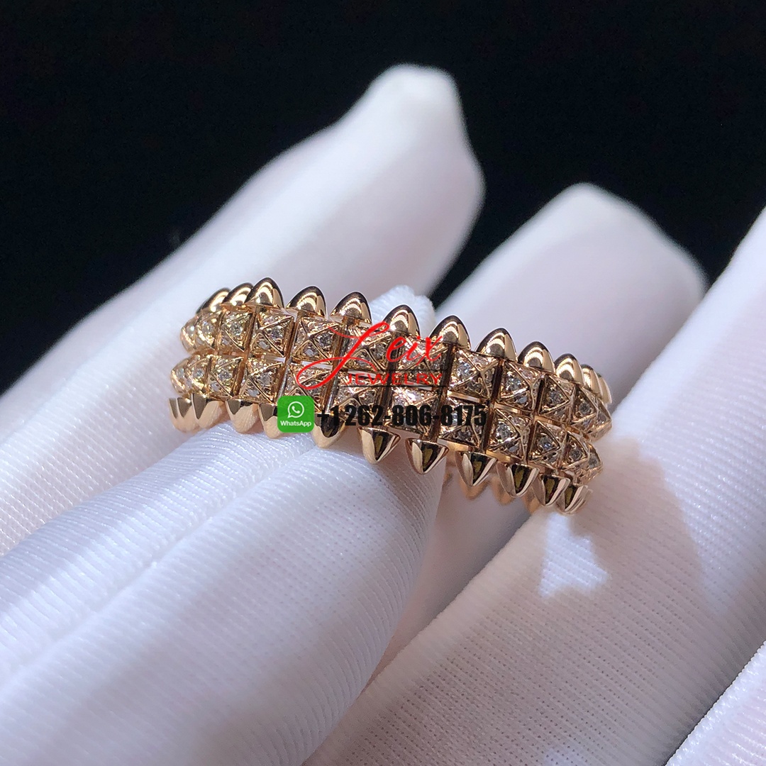 Cartier 18k Rose Gold Double Row Pave Diamonds Clash de Cartier Ring (1)