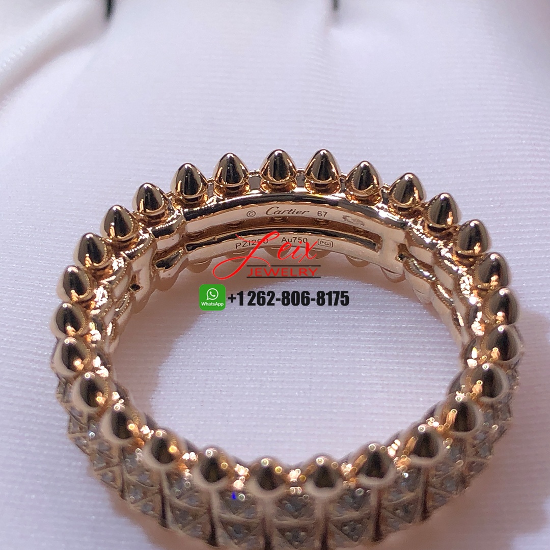 Cartier 18k Rose Gold Double Row Pave Diamonds Clash de Cartier Ring (2)