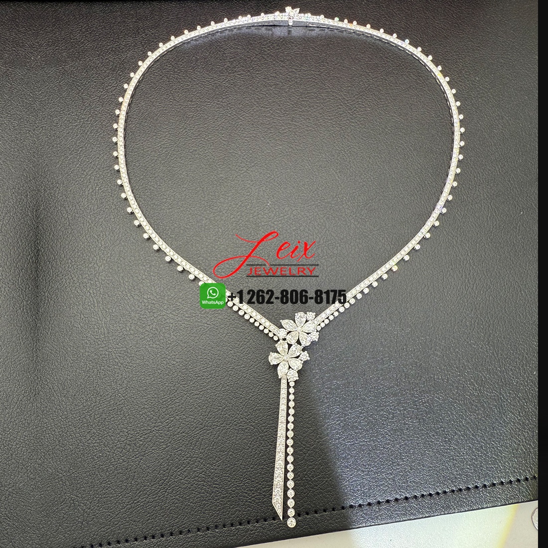 Graff Carissa Flower 11.75CTW Diamond Drop Necklace in 18k White Gold (2)