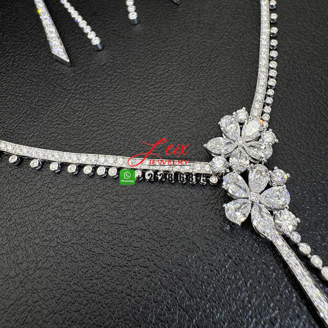 Graff Carissa Flower 11.75CTW Diamond Drop Necklace in 18k White Gold (7)
