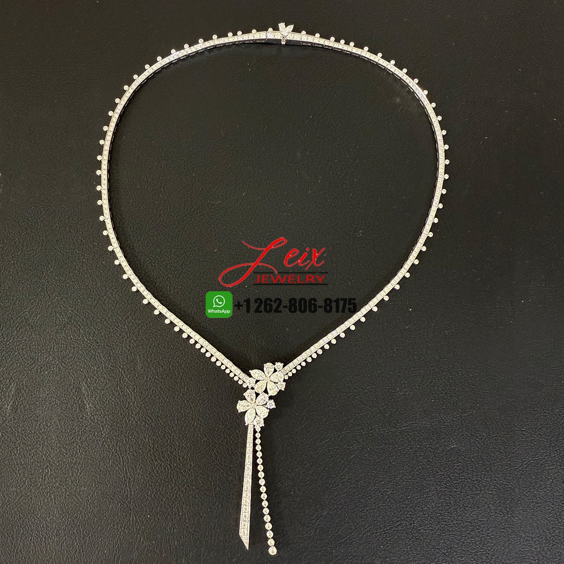 Graff Carissa Flower 11.75CTW Diamond Drop Necklace in 18k White Gold (8)