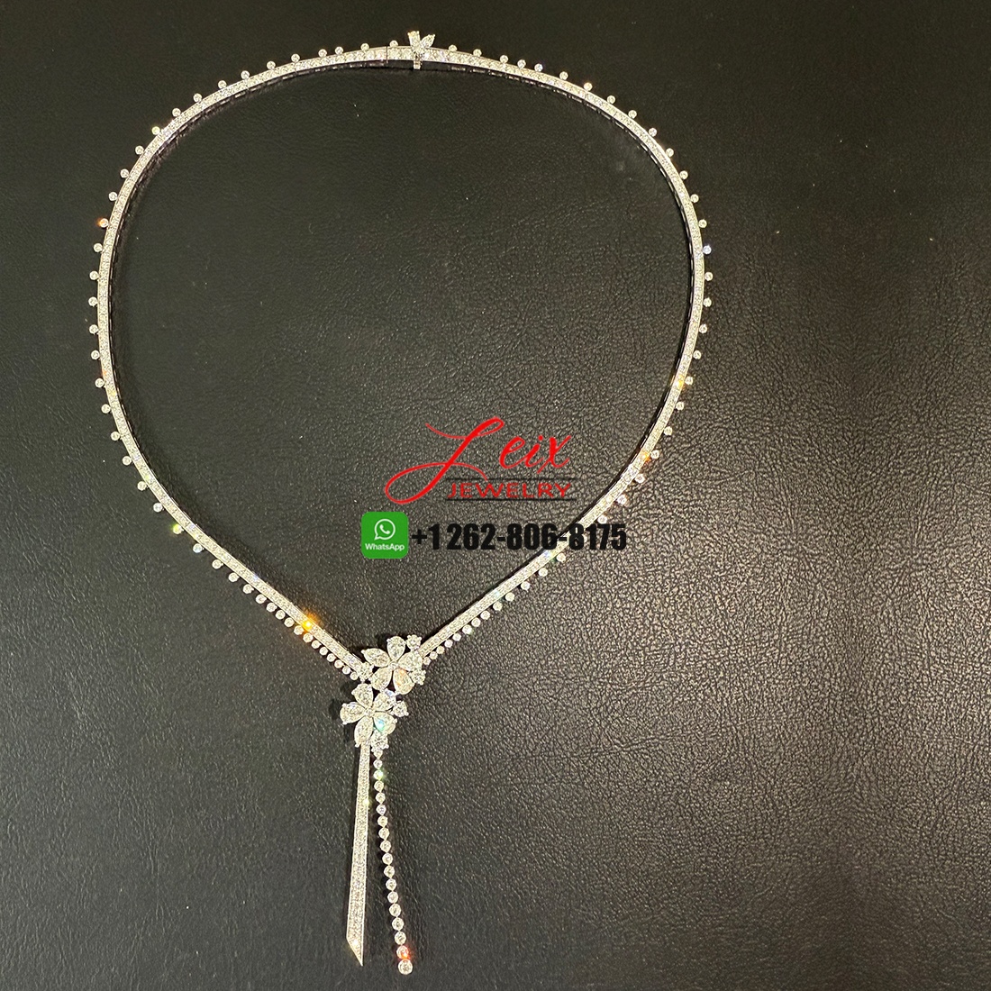 Graff Carissa Flower 11.75CTW Diamond Drop Necklace in 18k White Gold (9)