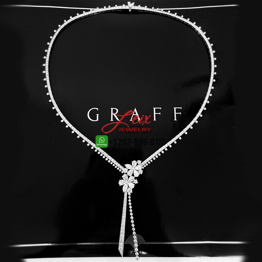 Graff Carissa Flower 11.75CTW Diamond Drop Necklace in 18k White Gold