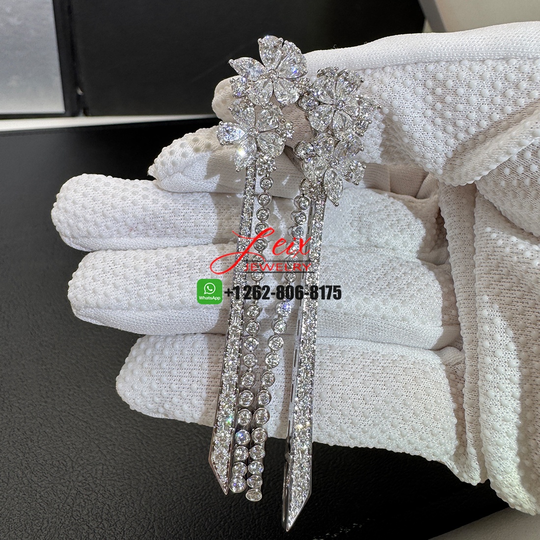 Graff Carissa Flower 9.2CTW Diamond Drop Earrings in 18k White Gold (1)