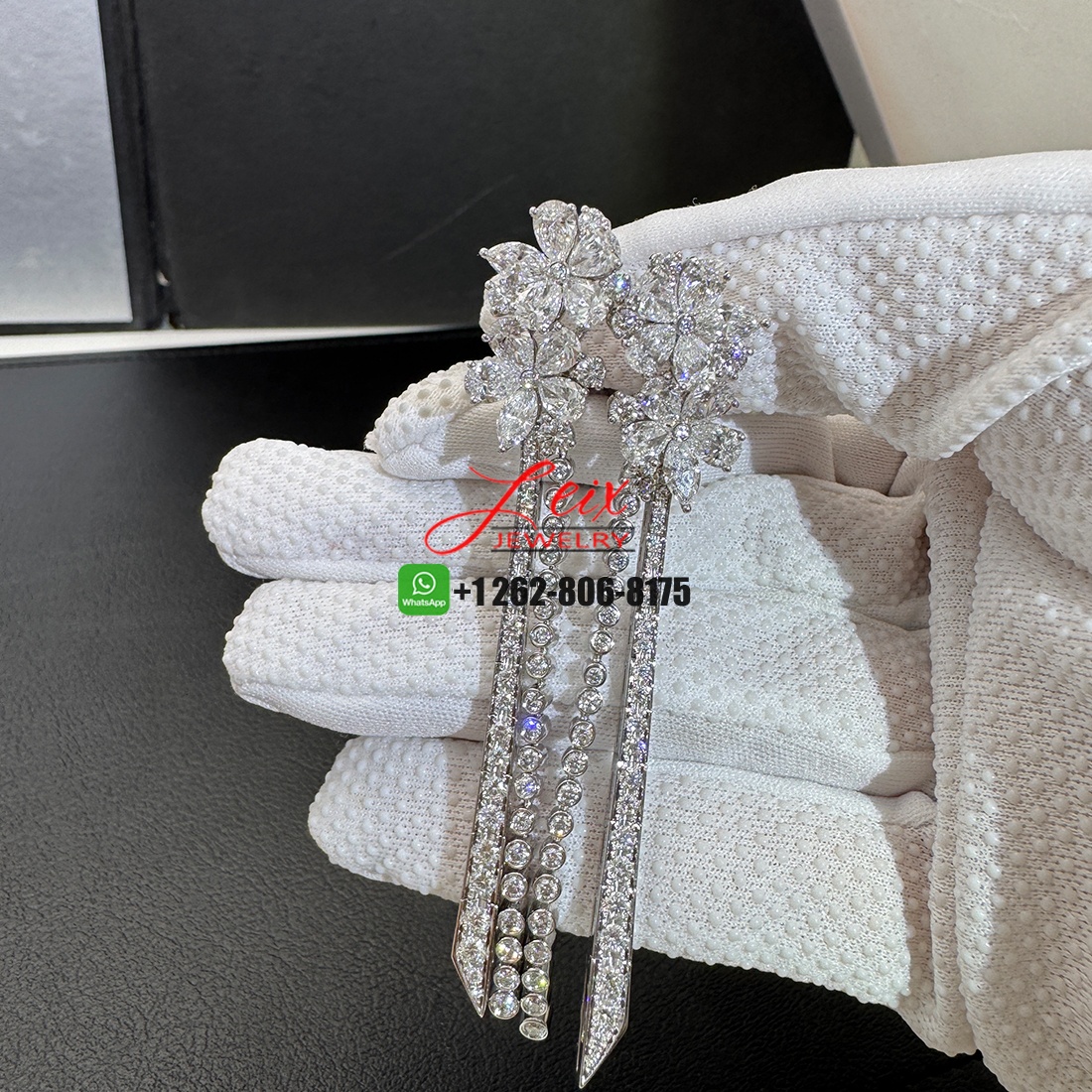 Graff Carissa Flower 9.2CTW Diamond Drop Earrings in 18k White Gold (10)