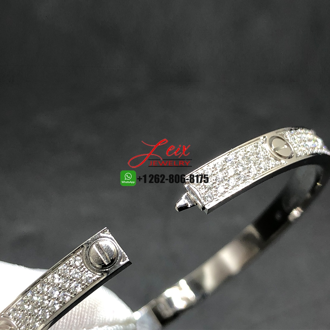 Cartier Love Medium Model Bracelet 18k White Gold with Full Pave Diamonds (3)