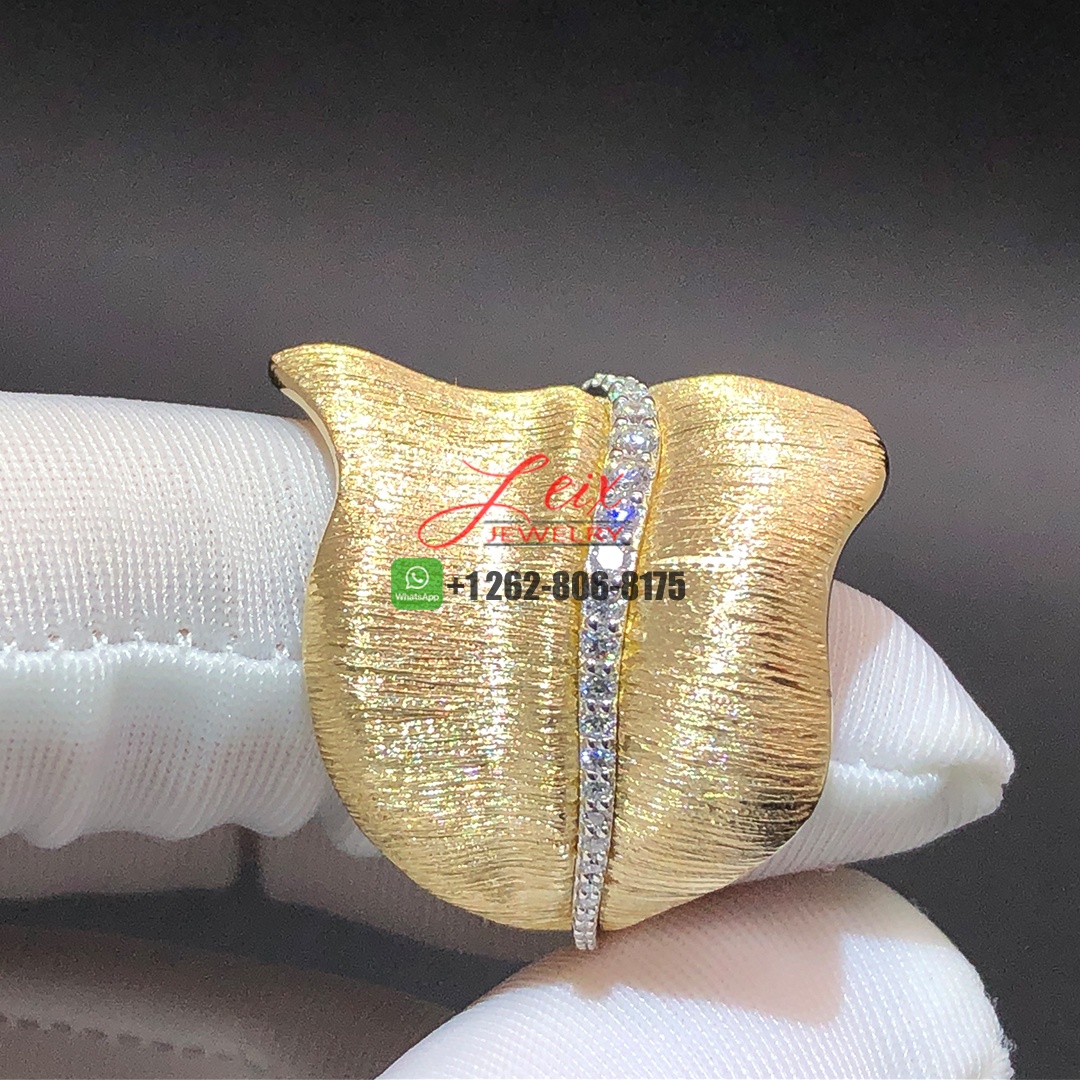 Ole Lynggaard Leaves 18k Yellow Gold Large Pave Diamond Leaf Ring (1)