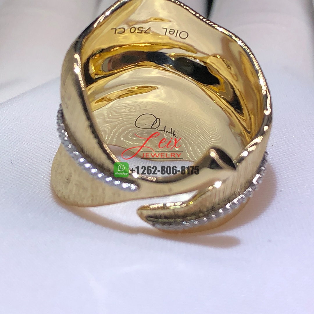 Ole Lynggaard Leaves 18k Yellow Gold Large Pave Diamond Leaf Ring (2)