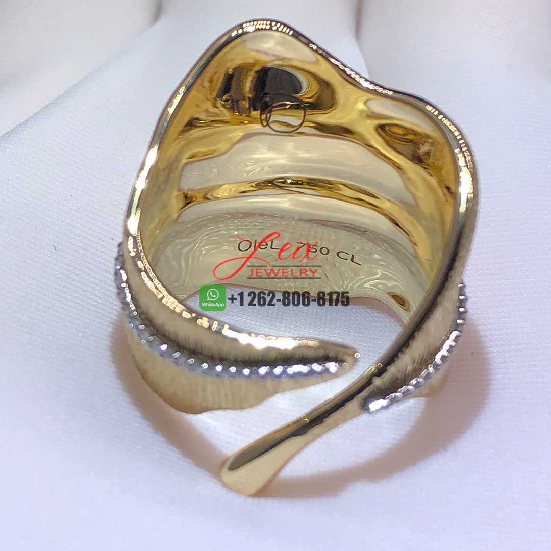 Ole Lynggaard Leaves 18k Yellow Gold Large Pave Diamond Leaf Ring (3)