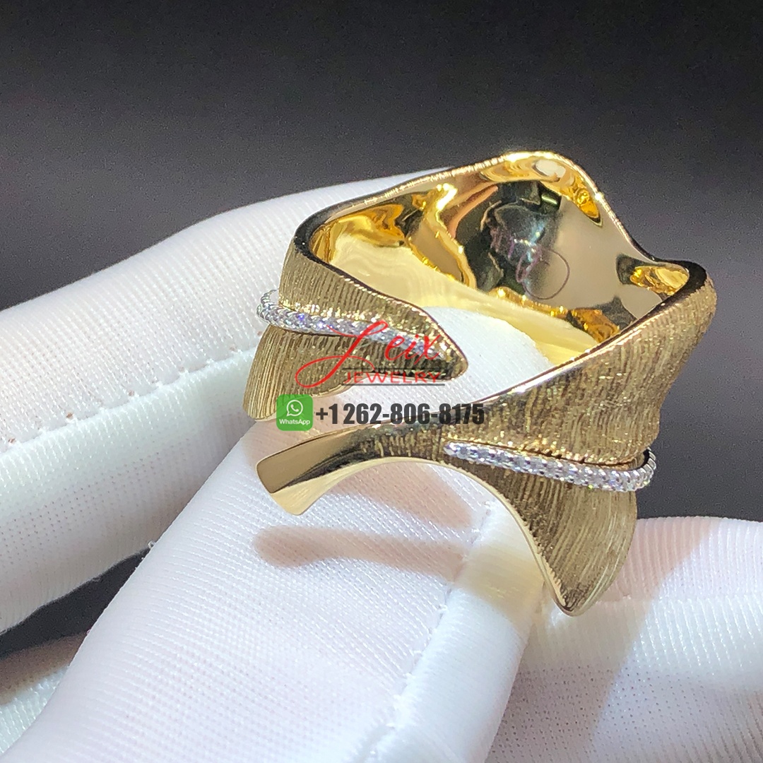 Ole Lynggaard Leaves 18k Yellow Gold Large Pave Diamond Leaf Ring (4)