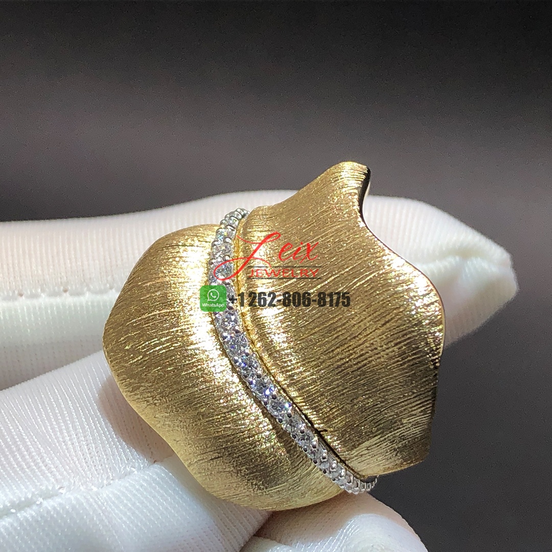 Ole Lynggaard Leaves 18k Yellow Gold Large Pave Diamond Leaf Ring (5)