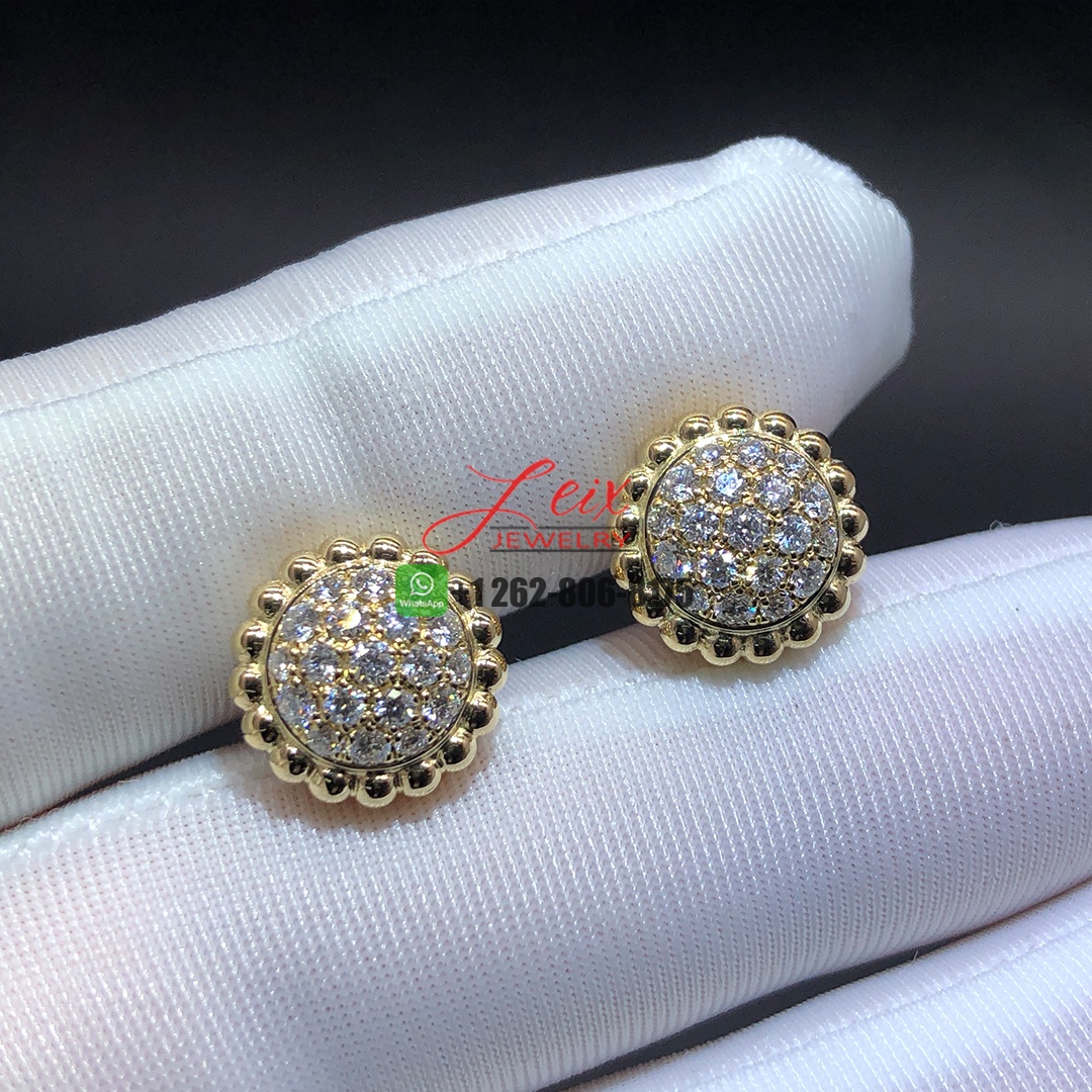 Van Cleef & Arpels 18k Yellow Gold Perlée Diamonds Stud Earrings (1)