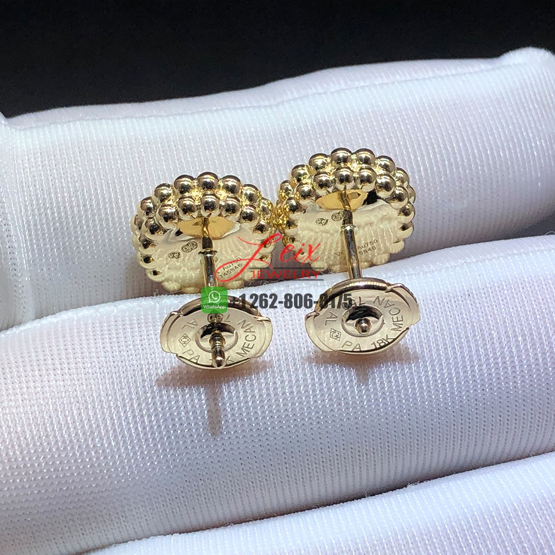 Van Cleef & Arpels 18k Yellow Gold Perlée Diamonds Stud Earrings (4)