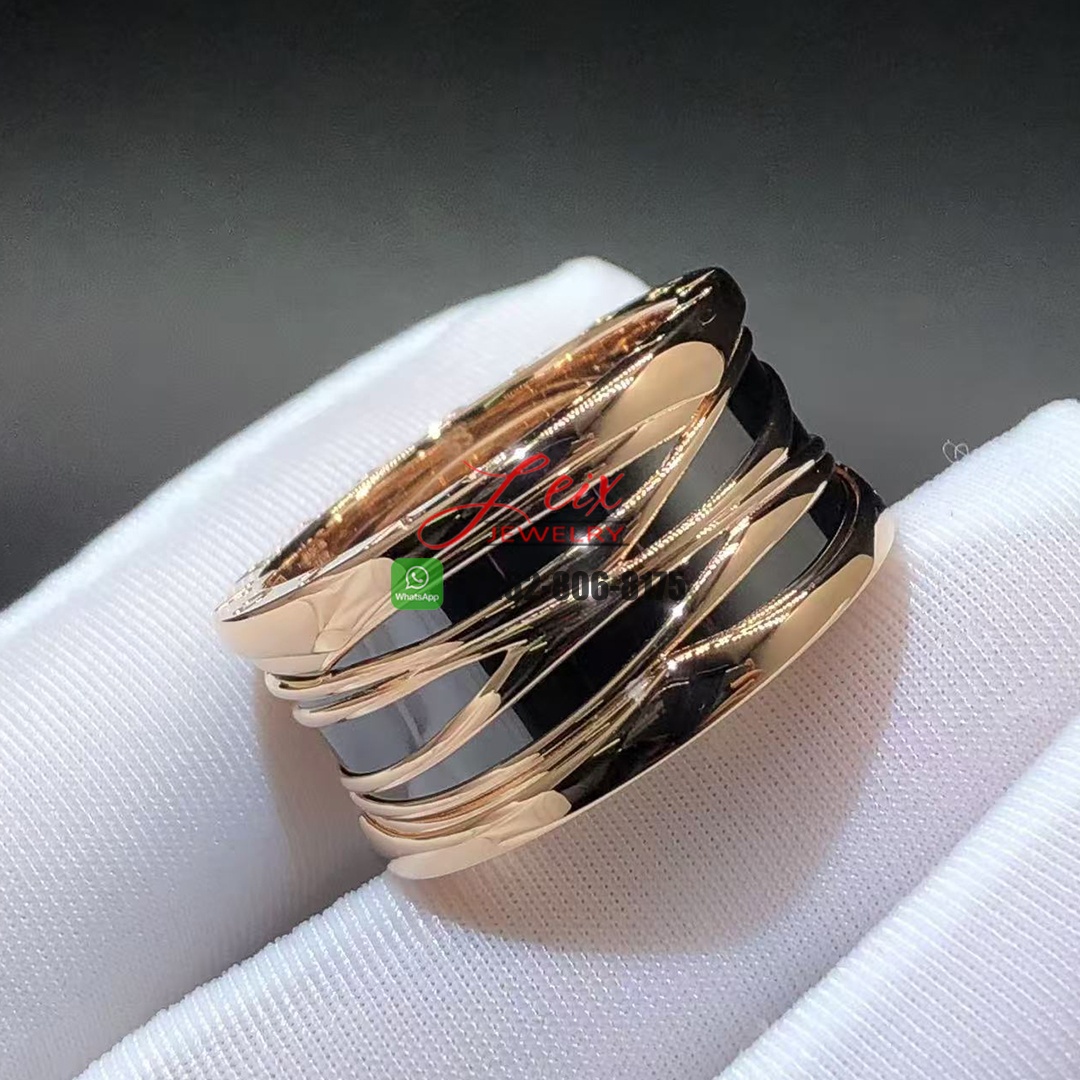 Bvlgari B.zero1 Design Legend Black Ceramic Ring in 18k Rose Gold Custom Made (5)