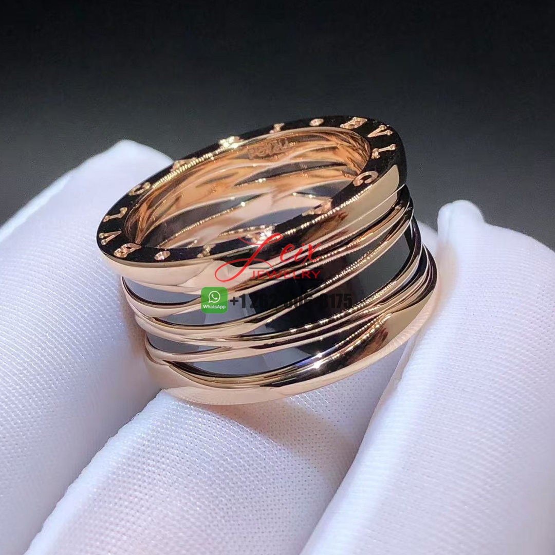 Bvlgari B.zero1 Design Legend Black Ceramic Ring in 18k Rose Gold Custom Made