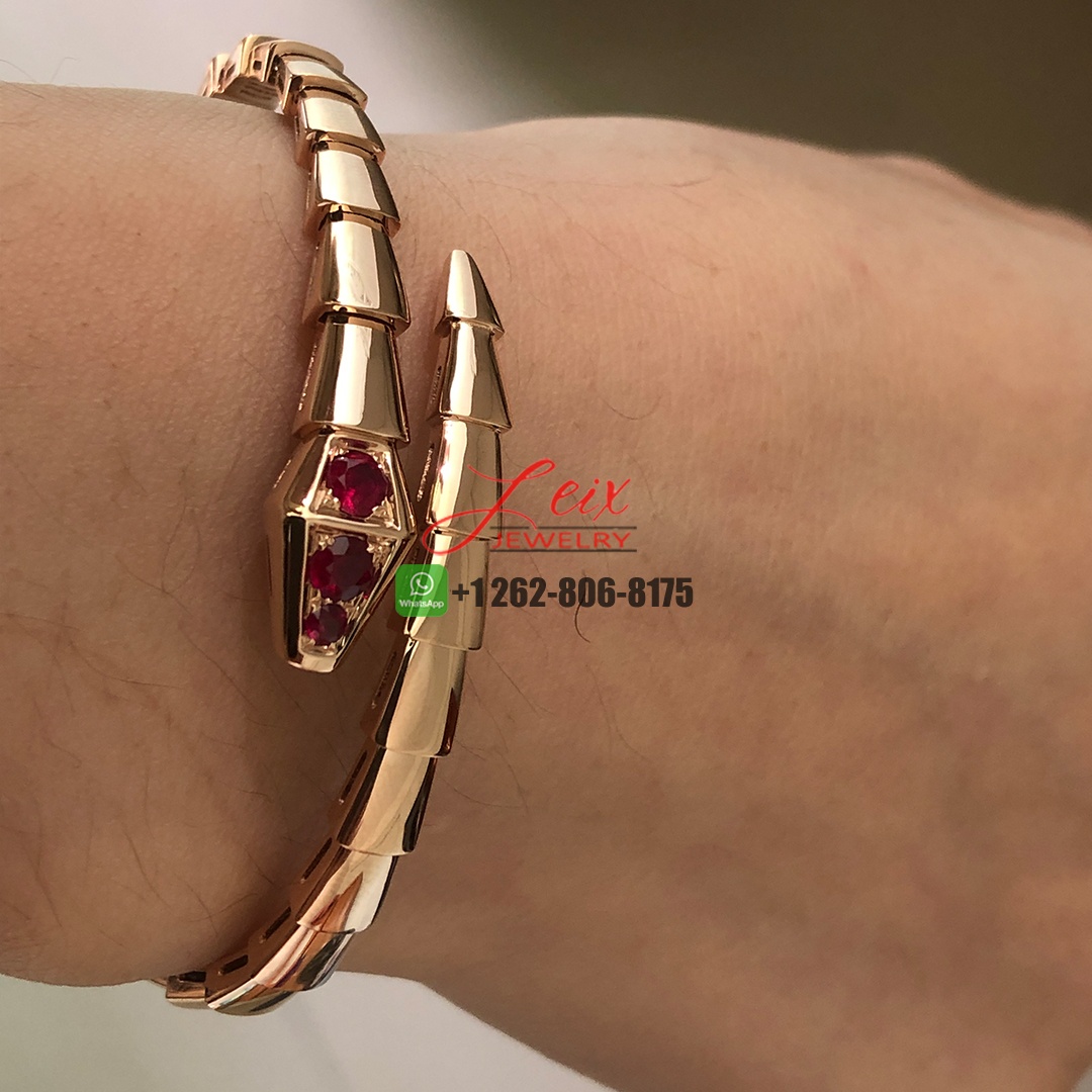 Bvlgari 18k Rose Gold Serpenti Viper Bracelet with Rubies - Chinese New Year Special Edition (2)