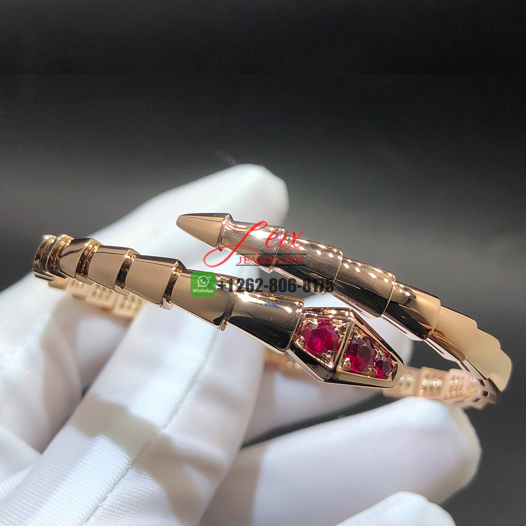 Bvlgari 18k Rose Gold Serpenti Viper Bracelet with Rubies - Chinese New Year Special Edition