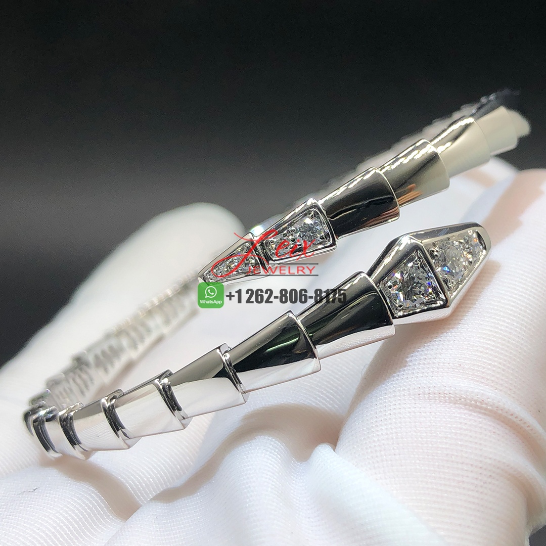 Bvlgari 18k White Gold Serpenti Viper Bracelet with 0.47ct Diamonds (1)