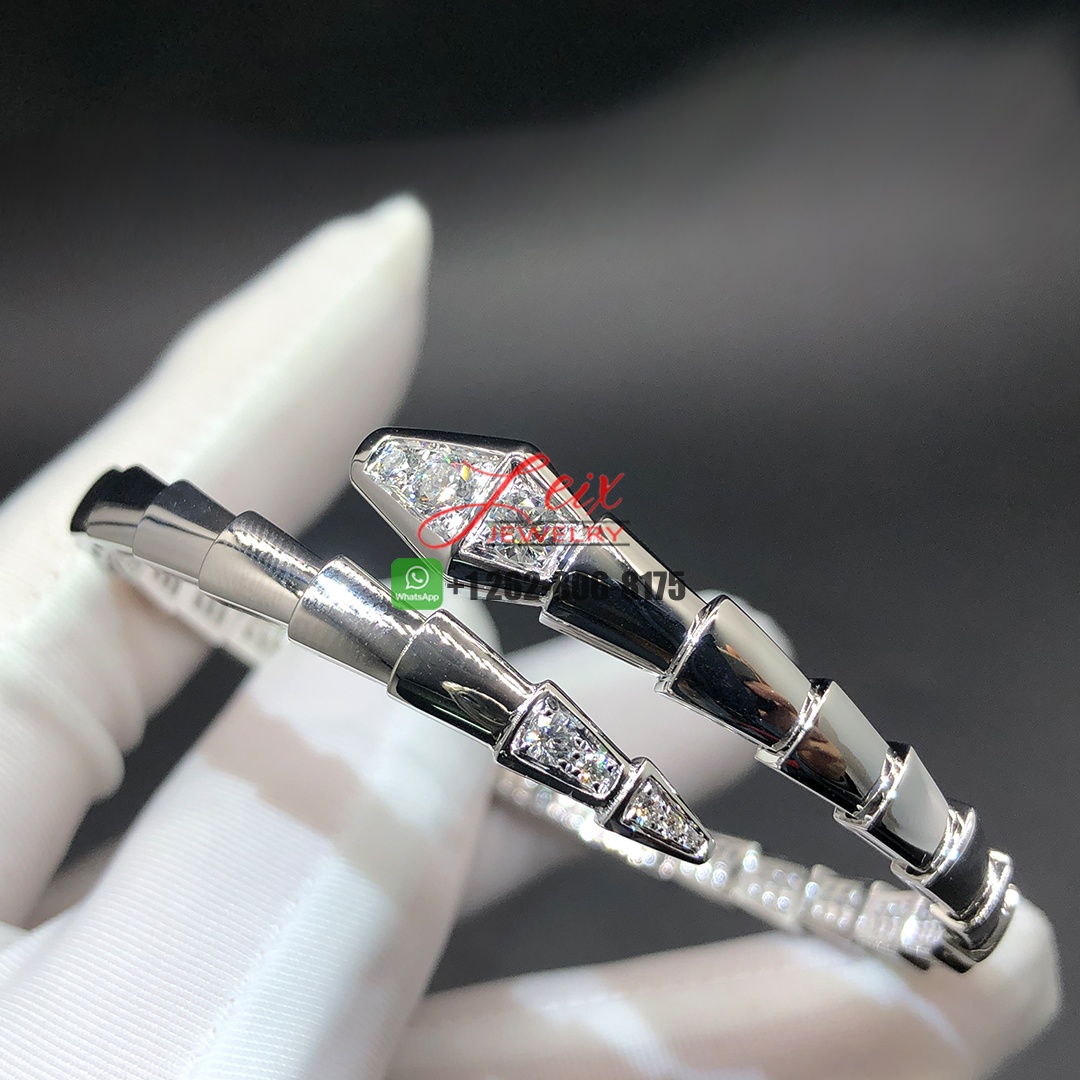 Bvlgari 18k White Gold Serpenti Viper Bracelet with 0.47ct Diamonds