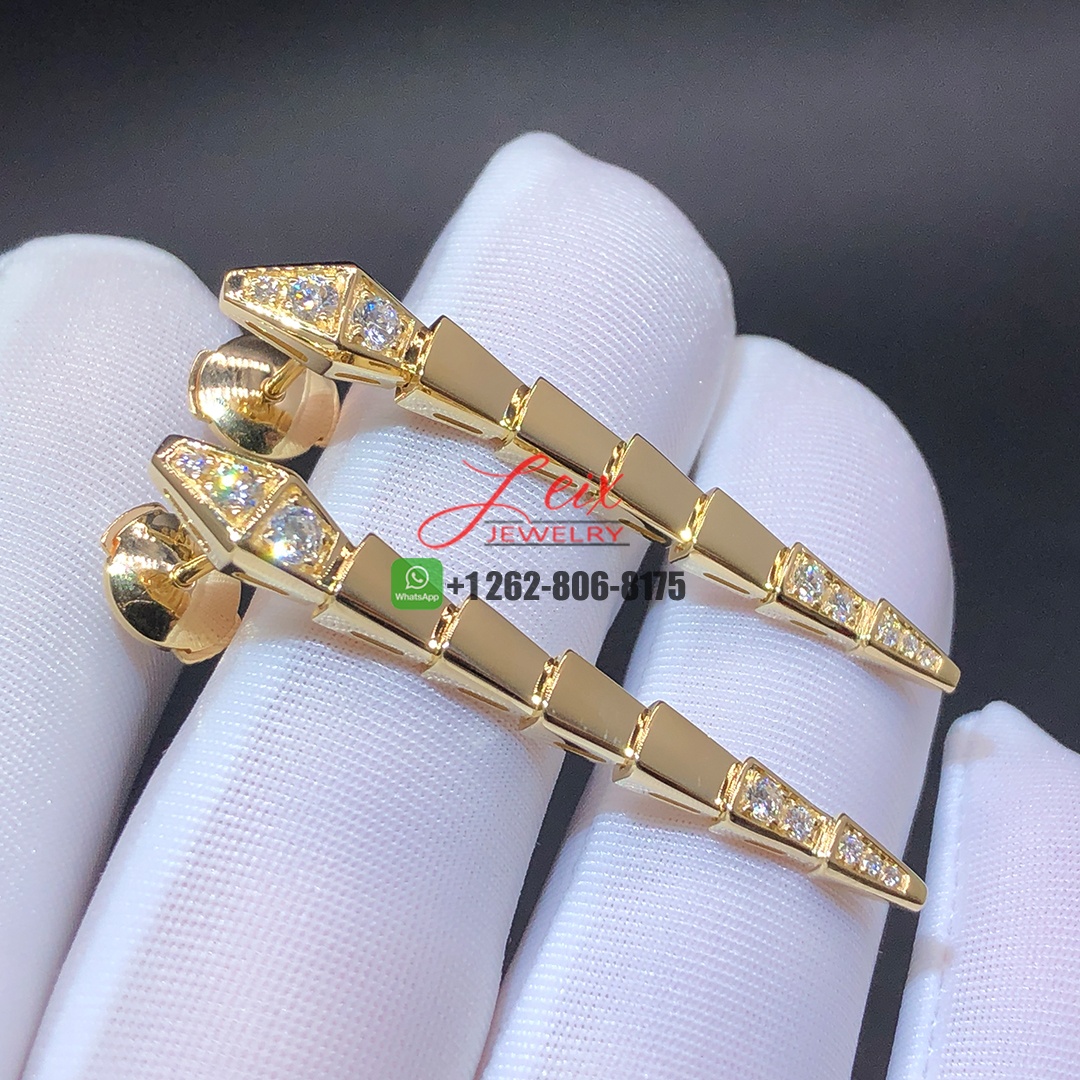 Bvlgari Serpenti Viper Diamond 18k Yellow Gold Pendant Earrings (1)