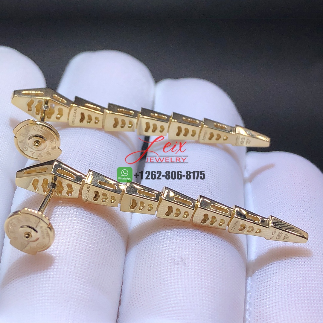 Bvlgari Serpenti Viper Diamond 18k Yellow Gold Pendant Earrings (2)