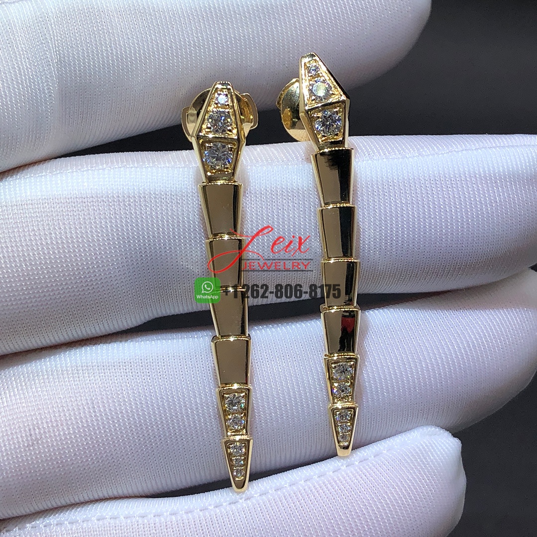 Bvlgari Serpenti Viper Diamond 18k Yellow Gold Pendant Earrings