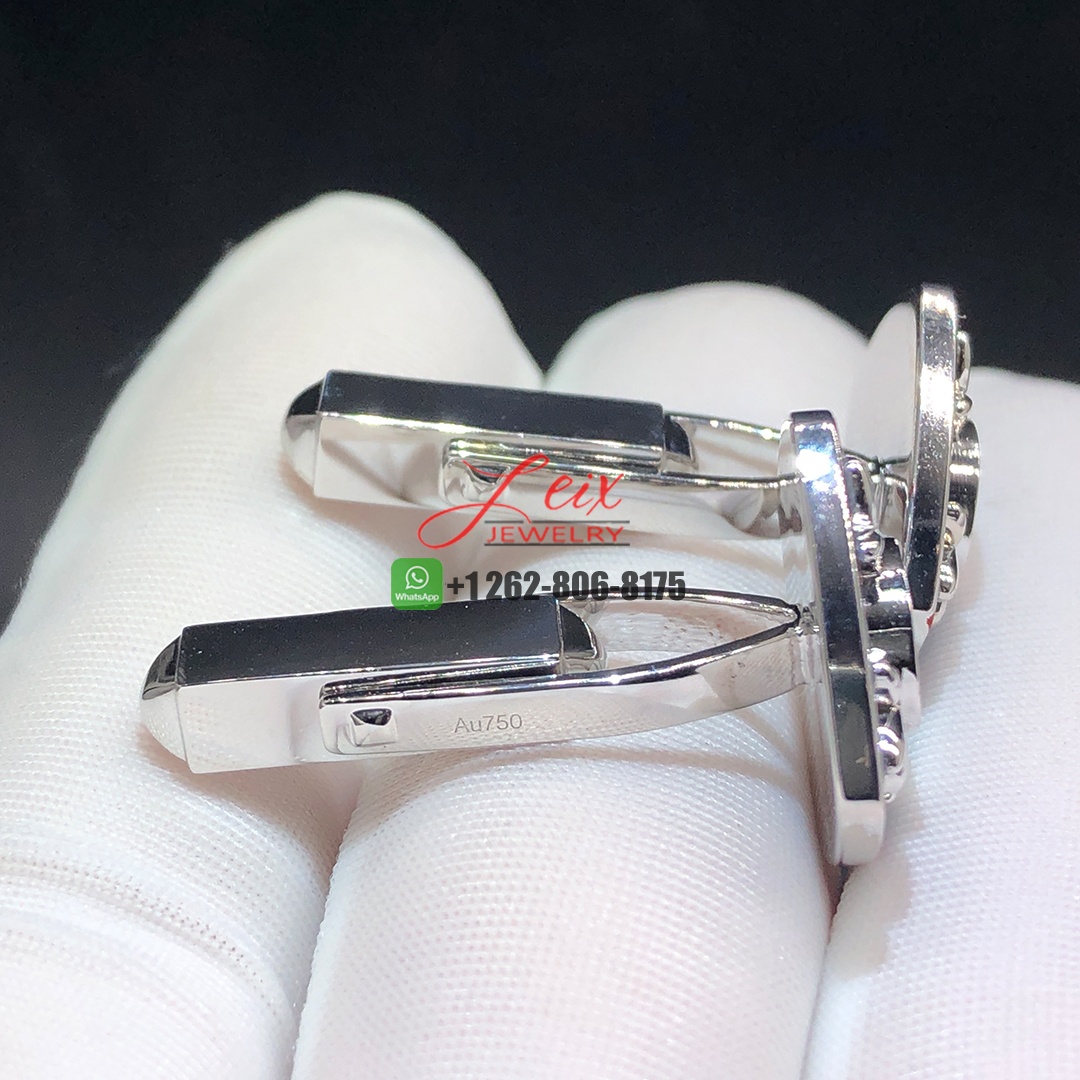 Custom Made Order of the British Empire OBE Hallmarked Tiffany Blue & Red Enamel 18k White Gold Cufflinks (3)