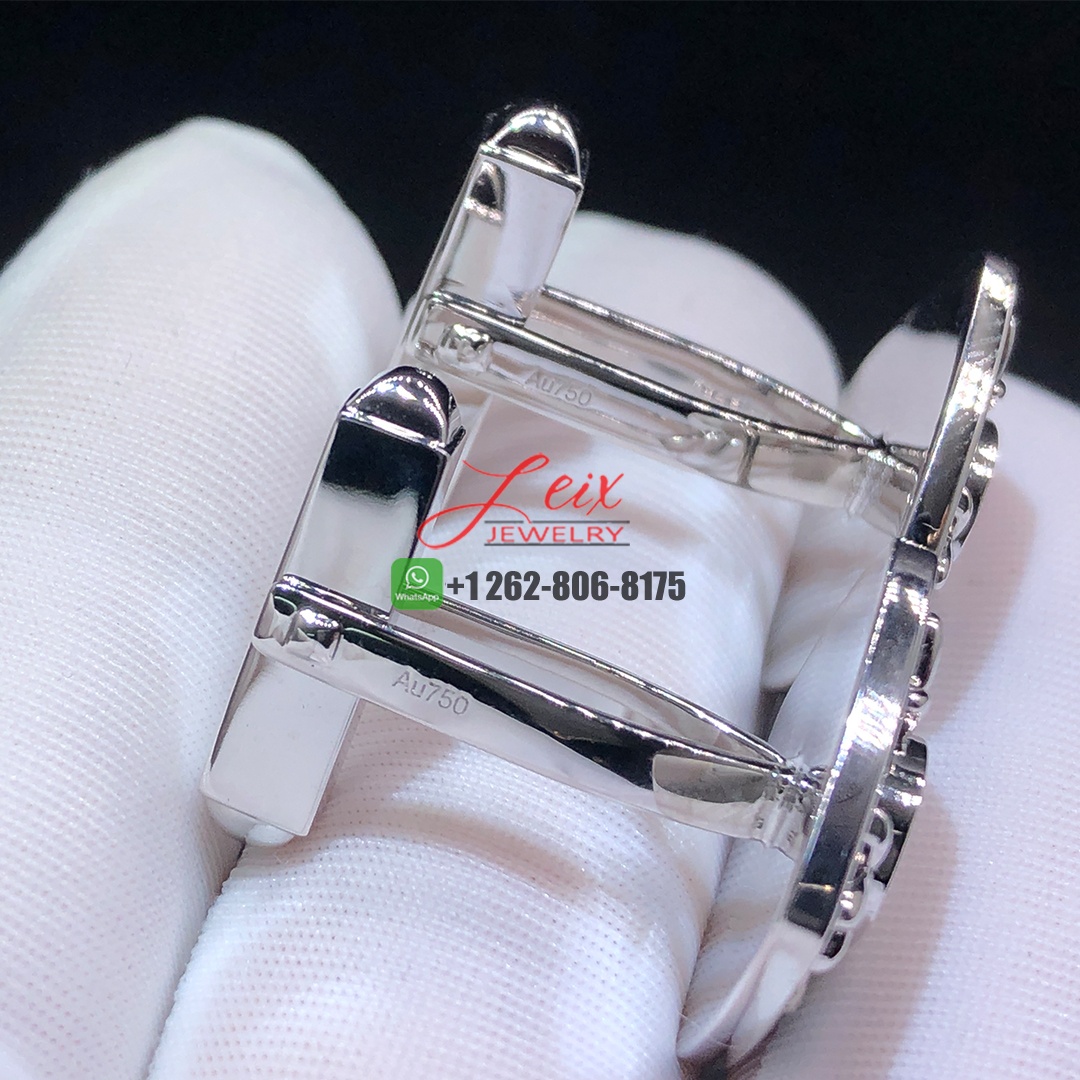 Custom Made Order of the British Empire OBE Hallmarked Tiffany Blue & Red Enamel 18k White Gold Cufflinks (4)