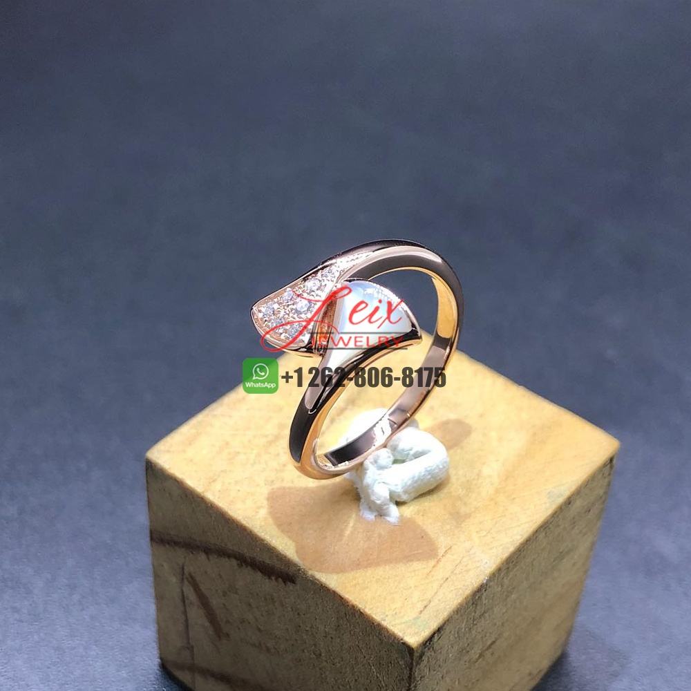 Bvlgari Divas' Dream 18k Rose Gold Pave Diamond and Mother of Pearl Small Contraire Ring (2)
