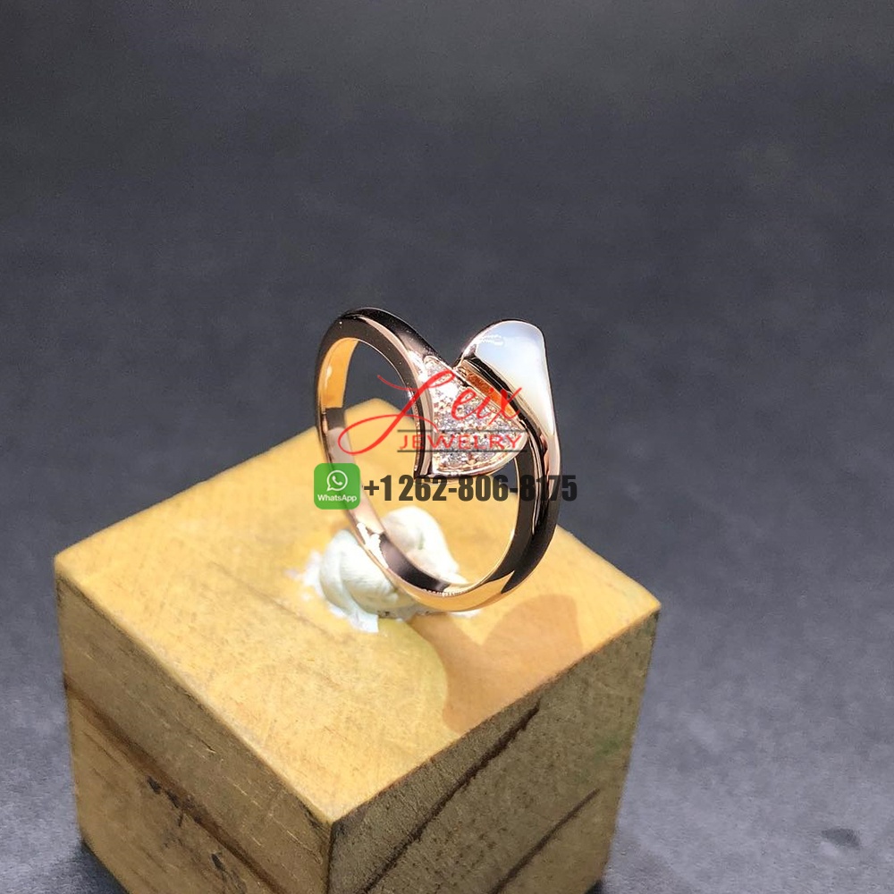 Bvlgari Divas' Dream 18k Rose Gold Pave Diamond and Mother of Pearl Small Contraire Ring (3)