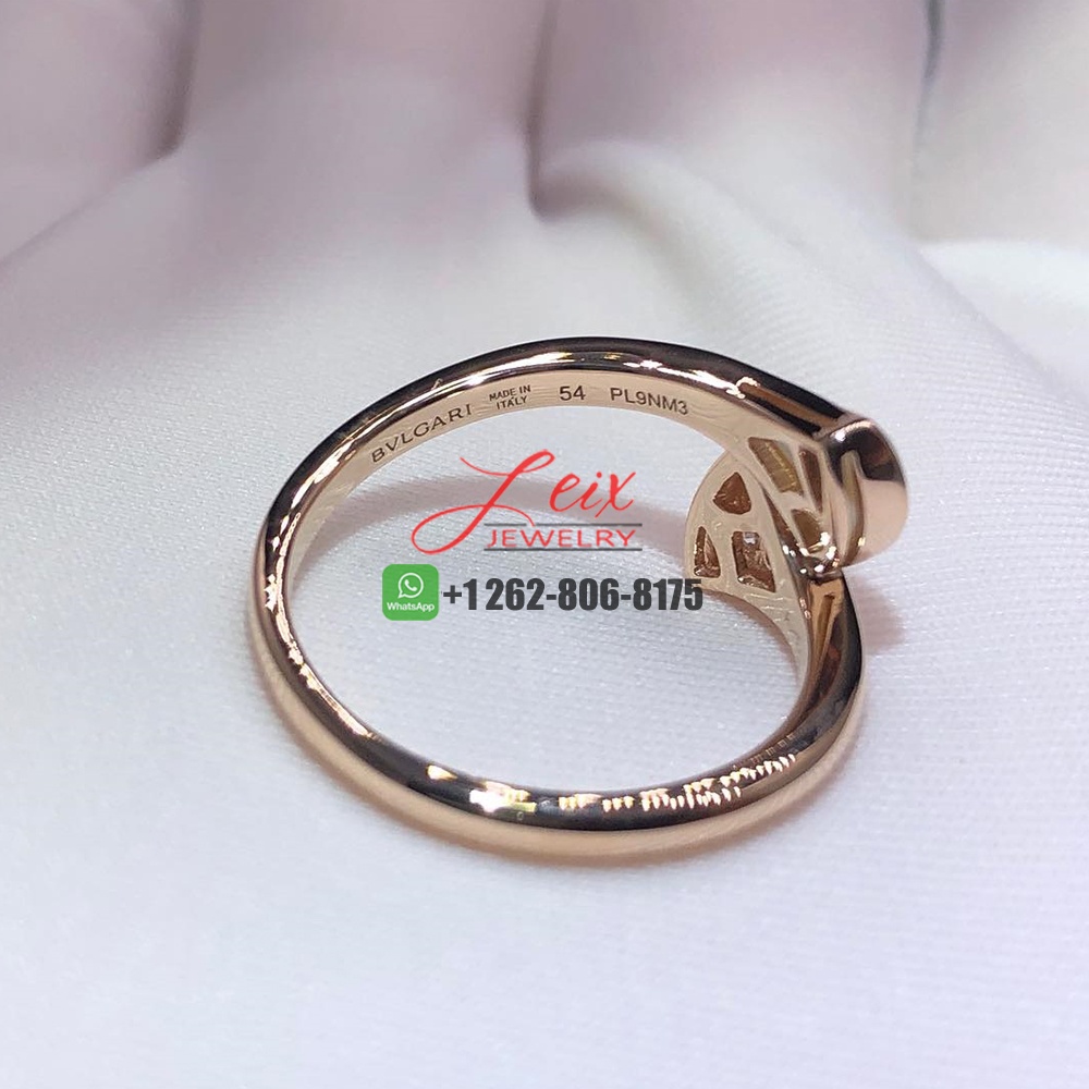 Bvlgari Divas' Dream 18k Rose Gold Pave Diamond and Mother of Pearl Small Contraire Ring (4)
