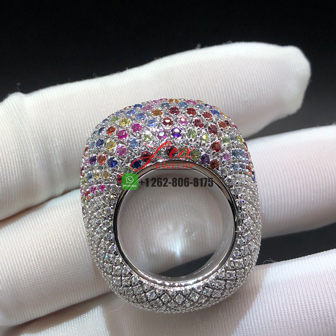 Cartier Libre Tuttitutti Pave Umba Sapphires and Diamonds 18k White Gold High Jewelry Ring