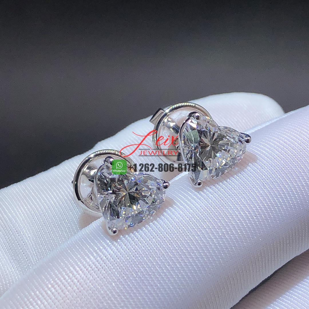 Graff Heart Shape 2.51ct Lab Diamond Stud Earrings in 18k White Gold