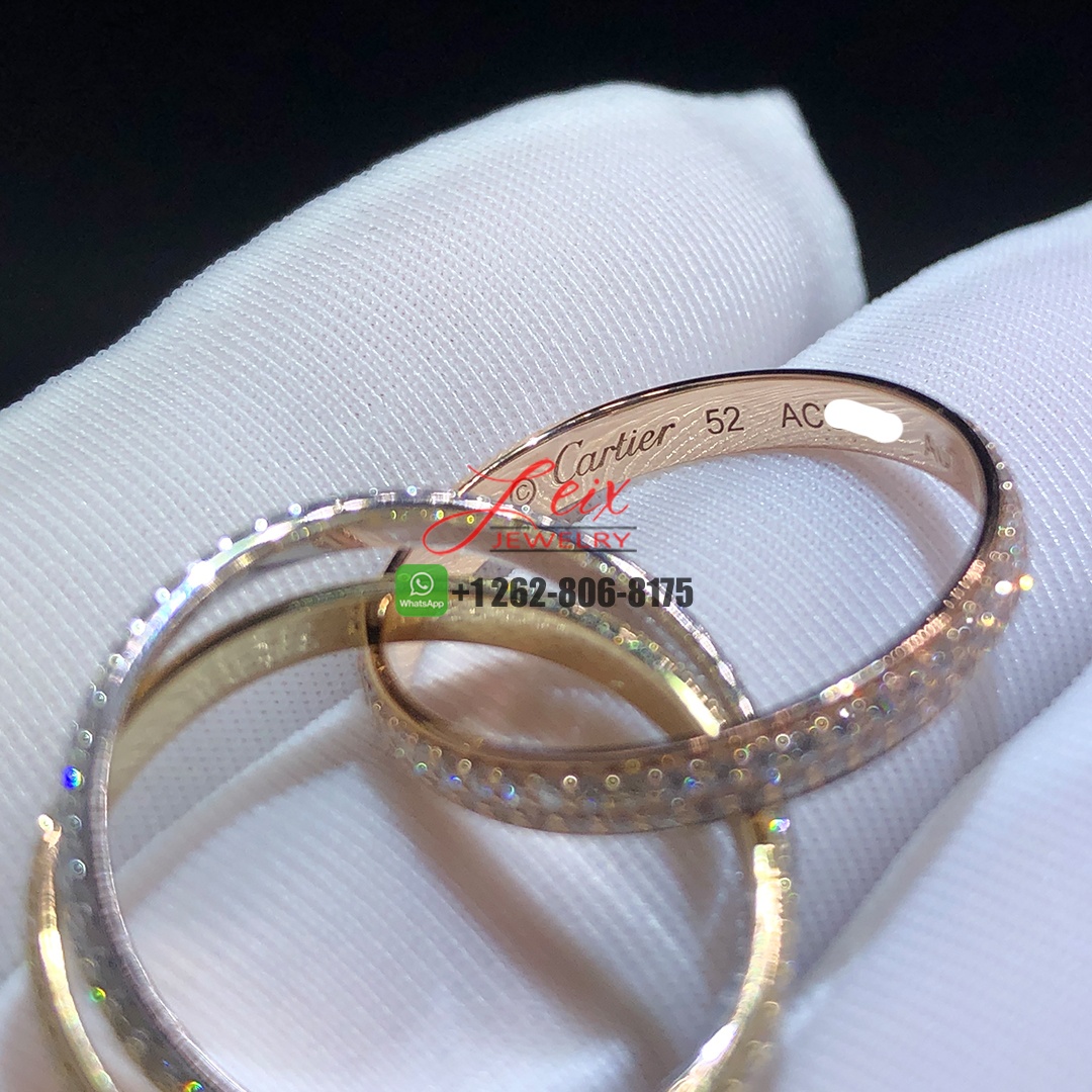 Cartier Trinity Pave Diamond Ring in 18k 3 Tone Gold (2)