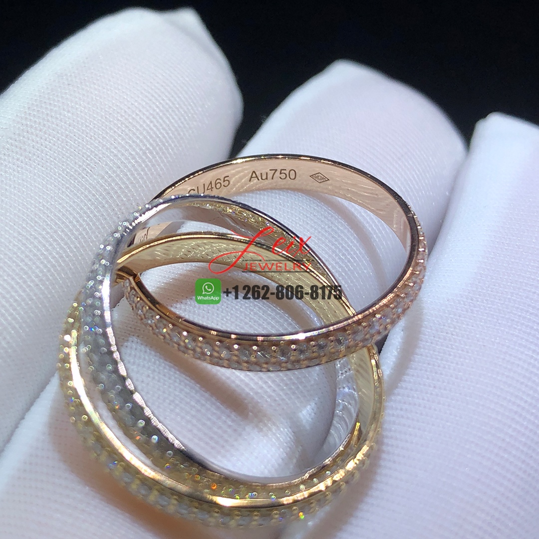 Cartier Trinity Pave Diamond Ring in 18k 3 Tone Gold (3)