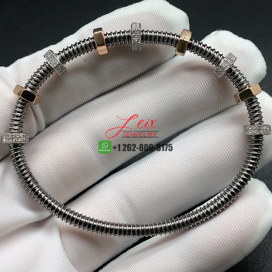 Cartier 18k Rose Gold & White Gold Black PVD-finish Brown Diamonds Ecrou de Cartier Bracelet (1)