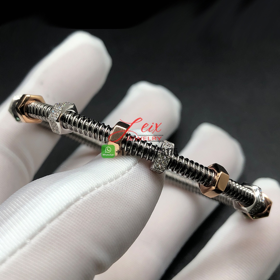 Cartier 18k Rose Gold & White Gold Black PVD-finish Brown Diamonds Ecrou de Cartier Bracelet