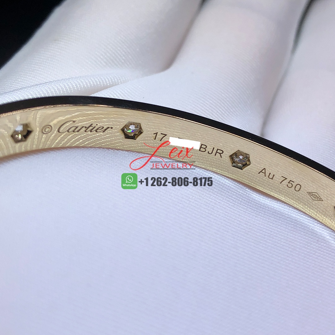 Cartier 18k yellow gold Classic Model Pave Tsavorite Garnet and 10 Diamonds Single-screw Closure Love Bracelet (2)