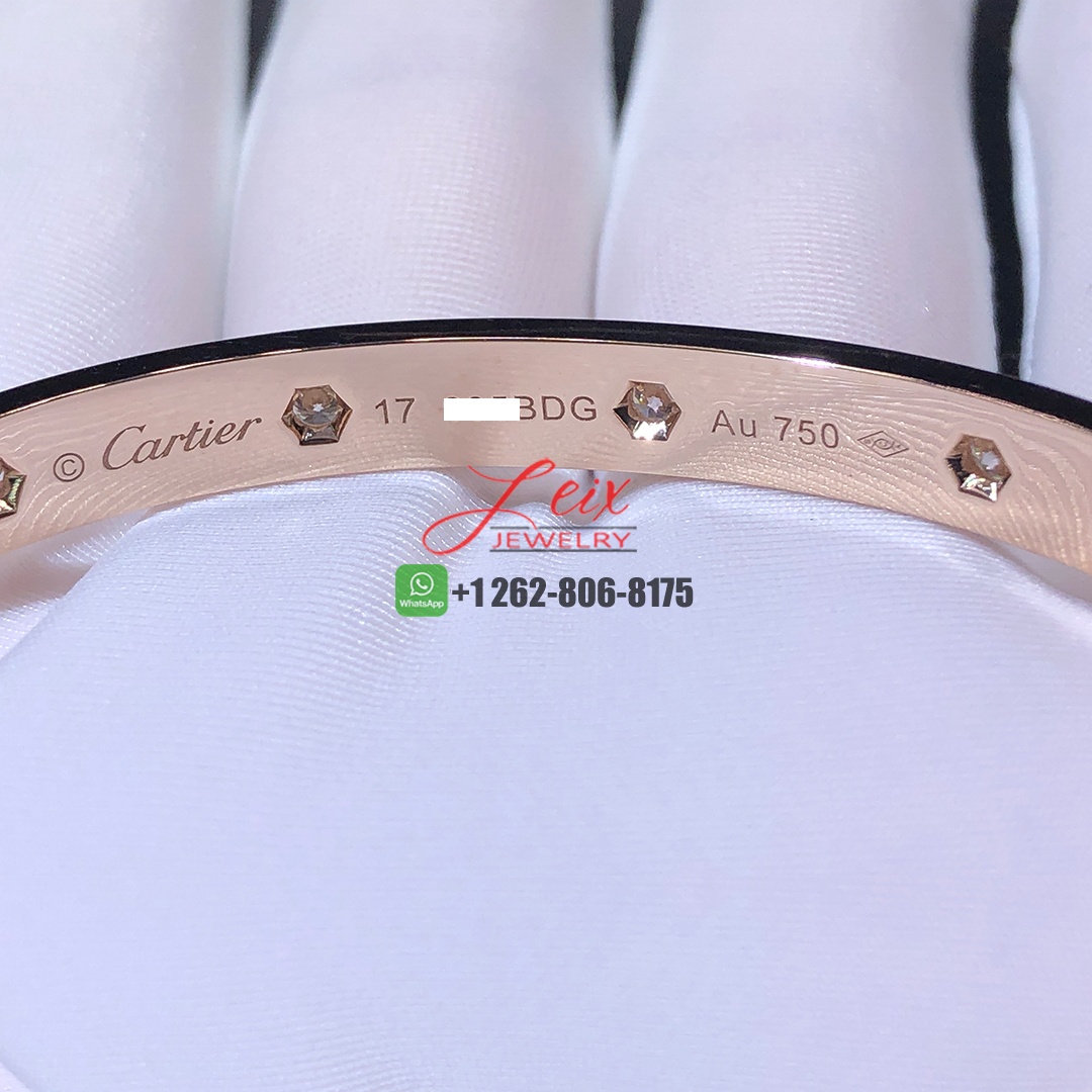 Cartier Classic Model 18k Rose Gold Pink Sapphire Paved and 10 Diamonds Single-screw Closure Love Bracelet (2)