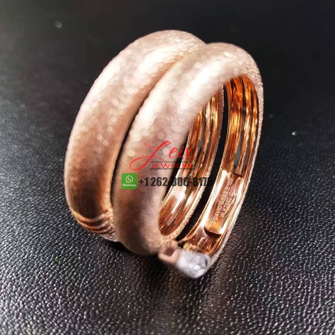 David Webb 18K Rose Gold & Platinum Hammered Nail Diamond Ring (2)