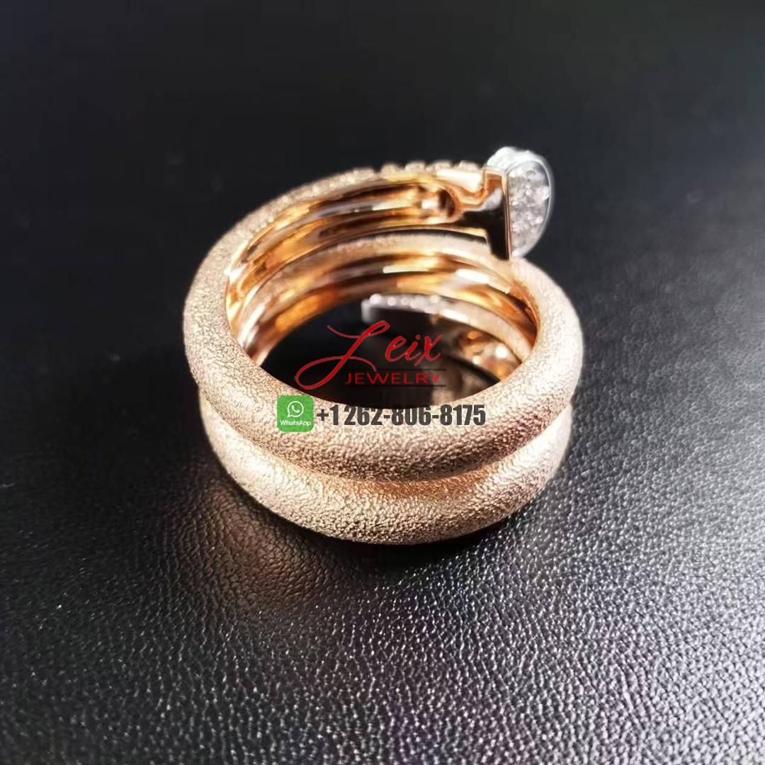 David Webb 18K Rose Gold & Platinum Hammered Nail Diamond Ring (3)