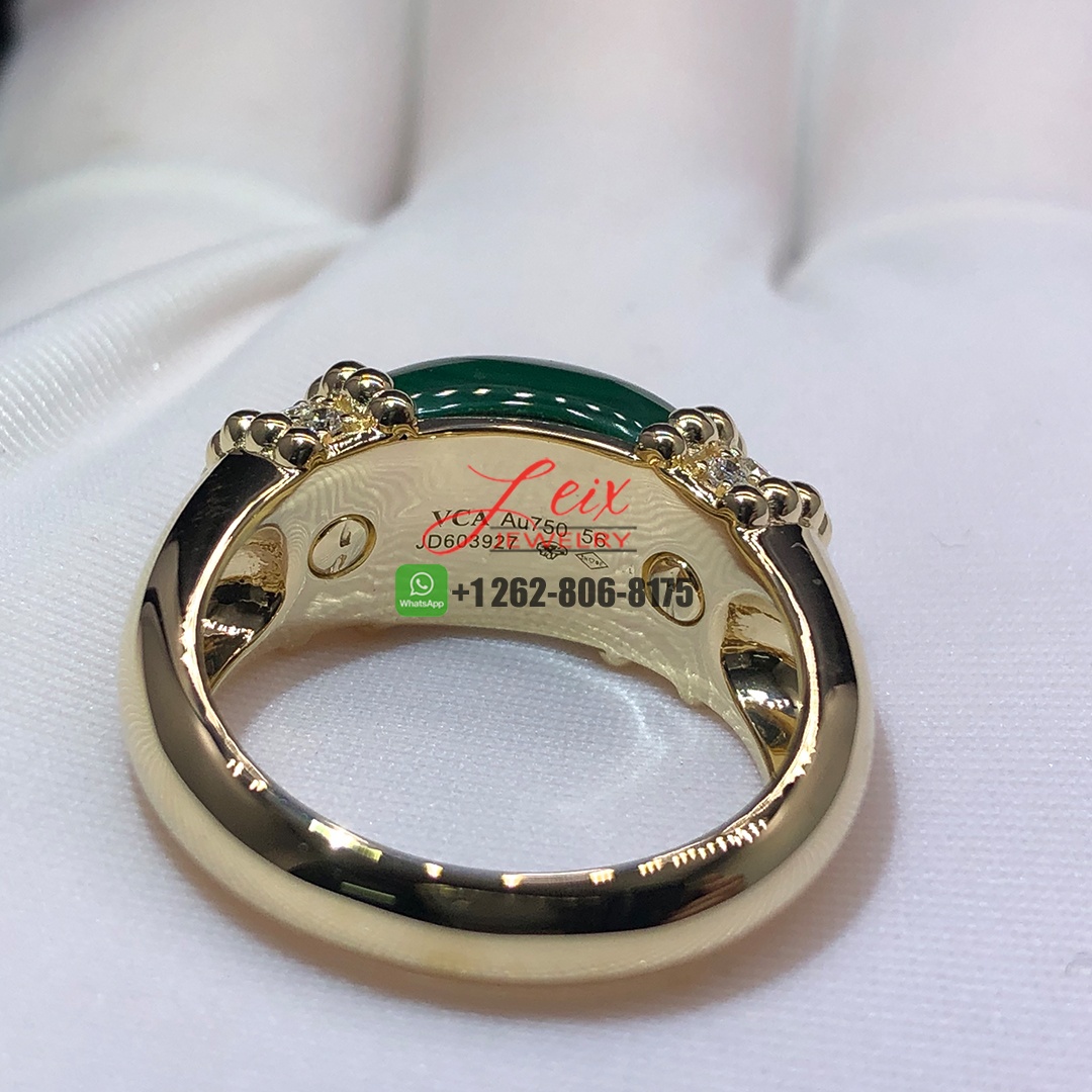 Van Cleef & Arpels 18K Yellow Gold Diamond Malachite Perlee Couleurs Ring (1)